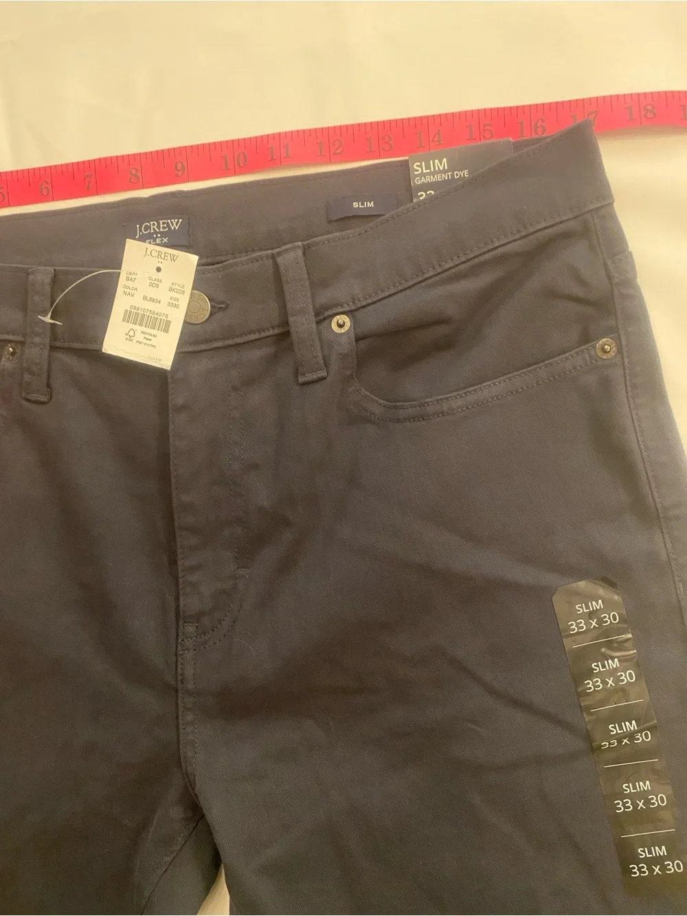 J. Crew Men’s Navy Blue Slim Straight Leg Flex Five Pocket Jeans New 33x30